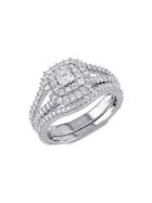 Sonatina 2-piece 14k White Gold & 1.2 Tcw Diamond Double Halo Bridal Ring Set