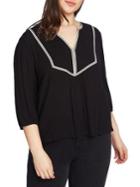1.state Plus Embroidered V-neck Top