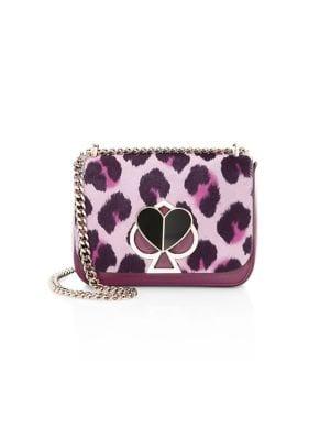 Kate Spade New York Small Nicola Spade & Heart Lock Calf Hair Leather Shoulder Bag