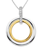 Lord & Taylor Sterling Silver And 14k Yellow Gold Diamond Pendant Necklace