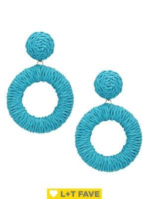 Design Lab Goldtone And Raffia Circle Drop Earrings