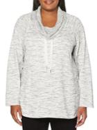 Rafaella Plus Melange Cowl Neck Drawstring Sweater