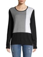 Lord & Taylor Colorblock Ribbed Sweater