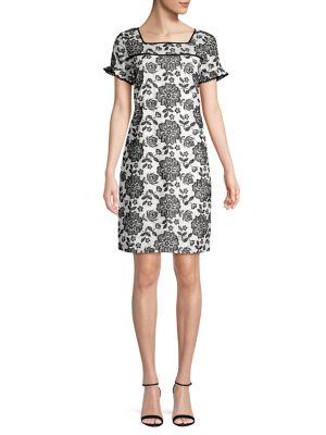 Karl Lagerfeld Paris Floral Bell Sleeve Sheath Dress