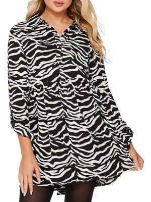 Quiz Zebra Printed Button-front Dress