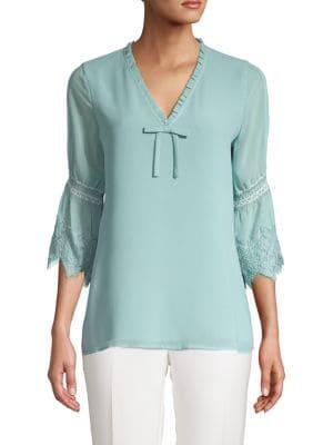 Karl Lagerfeld Paris Lace-trimmed V-neck Blouse
