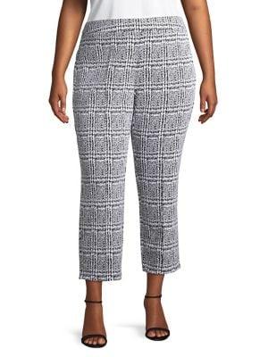 Michael Michael Kors Plus Plus Plaid Printed Cigarette Pants