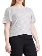 Lauren Ralph Lauren Plus Jersey Flutter-sleeve Top
