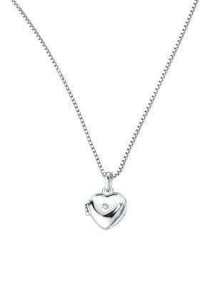 D For Diamond Sterling Silver & Diamond Medium Heart Locket Necklace
