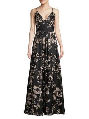 Calvin Klein Floral A-line Gown