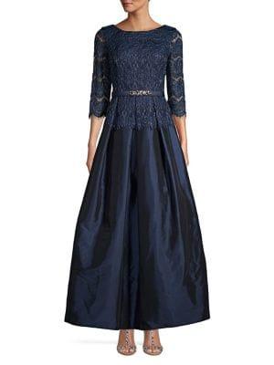 Eliza J Floral Lace Three-quarter Gown