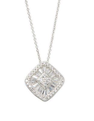 Lord & Taylor Diamond, Crystal & Sterling Silver Pendant Necklace