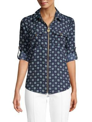 Michael Michael Kors Printed Front-zipper Shirt