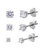 Lord & Taylor Cubic Zirconia And Sterling Silver Stud Earrings Set