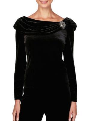 Alex Evenings Long-sleeve Velvet Top