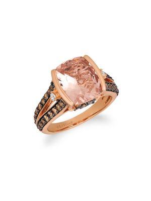 Le Vian Chocolatier Peach Morganite, Chocolate Diamonds, Vanilla Diamonds And 14k Strawberry Gold Ring