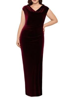 Xscape Plus Draped Velvet Gown