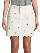 Kensie Jeans Floral Scalloped Denim Mini Skirt
