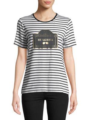 Karl Lagerfeld Paris Striped Rue Tee