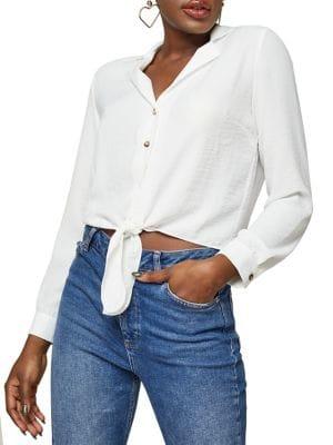 Miss Selfridge Button-down Tie-front Shirt