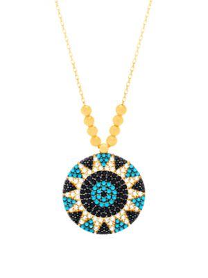 Lord & Taylor Beaded Flower Pendant Necklace