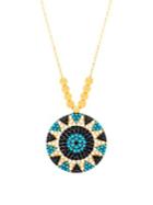 Lord & Taylor Beaded Flower Pendant Necklace