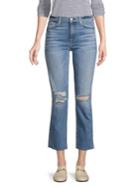 7 For All Mankind Edie High Rise Ankle Straight-leg Distressed Jeans