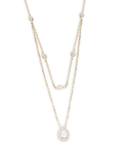 Lord & Taylor Sterling Silver Goldtone Crystal Pendant Necklace