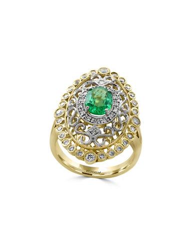 Effy Brasilica Diamonds, Emerald, 14k White Gold And 14k Yellow Gold Scrollwork Ring