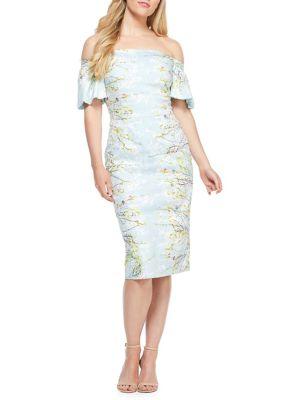 Maggy London Off-the-shoulder Midi Sheath Dress