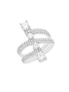 Lord & Taylor Rhodium-plated 925 Sterling Silver & Cubic Zirconia Stacked Open-work Swirl Ring