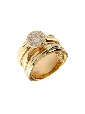 Effy 0.35 Tcw Diamond And 14k Yellow Gold Stacked Ring
