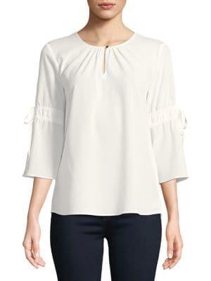 Ellen Tracy Ruched-sleeve Three-quarter Sleeve Top
