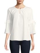 Ellen Tracy Ruched-sleeve Three-quarter Sleeve Top