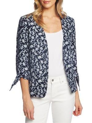 Cece Meadow Monet Tie Three-quarter Sleeve Blazer
