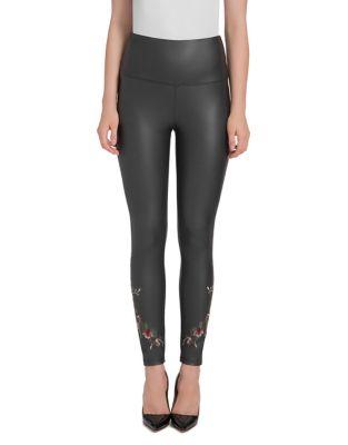 Lysse Embroidered Faux Leather Leggings