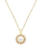 Lord & Taylor 8mm Freshwater Pearl, Diamond And 14k Yellow Gold Pendant Necklace