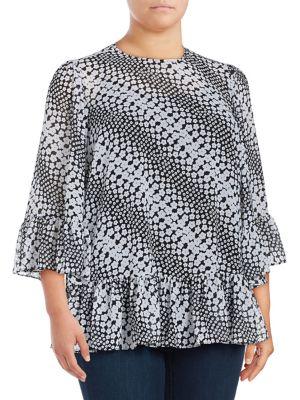 Michael Michael Kors Plus Bias Flower Stripe Blouse