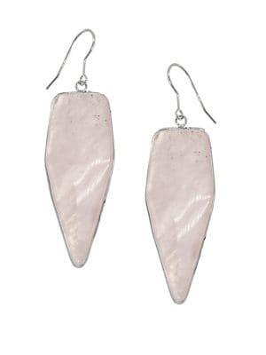 Lord & Taylor Sterling Silver And Rose Quartz Drop Earrings