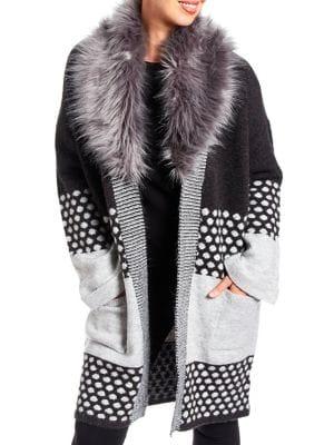 Joseph A Colorblock Faux Fur-trimmed Coat