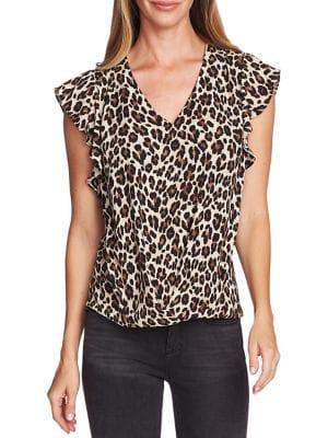 Vince Camuto Highland Leopard-print Wrap-front Blouse