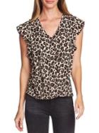 Vince Camuto Highland Leopard-print Wrap-front Blouse