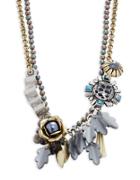 Gerard Yosca Faux Pearl And Flower Pendants Layered Necklace