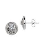 Lord & Taylor Sterling Silver And Cubic Zirconia Halo Stud Earrings