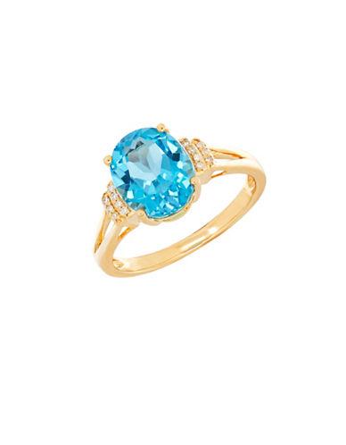 Lord & Taylor Blue Topaz, Diamond And 14k Yellow Gold Ring
