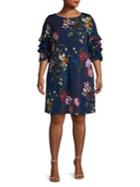 Gabby Skye Plus Floral Ruffle Sleeve Dress