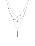 Lucky Brand Milagro Indigo Ranch Faux Pearl & Crystal Bird & Heart Charm Layered Necklace