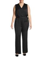 Vince Camuto Plus Oasis Bloom Belted V-neck Jumpsuit