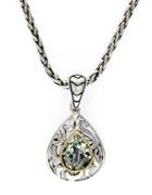 Effy Balissima Sterling Silver 18k Yellow Gold And Green Amethyst Pendant Necklace