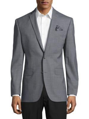 Tallia Orange Windowpane Wool Suit Jacket